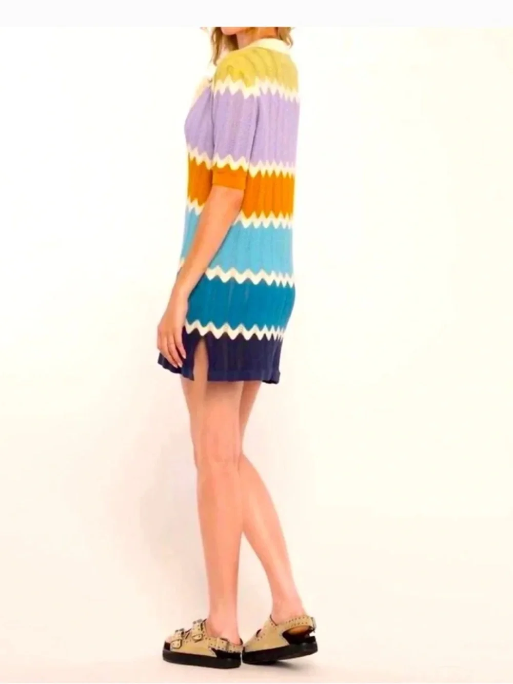 Heartloom Chevron Pointelle Knit Cardigan Sweater Multicolor Size S NWT